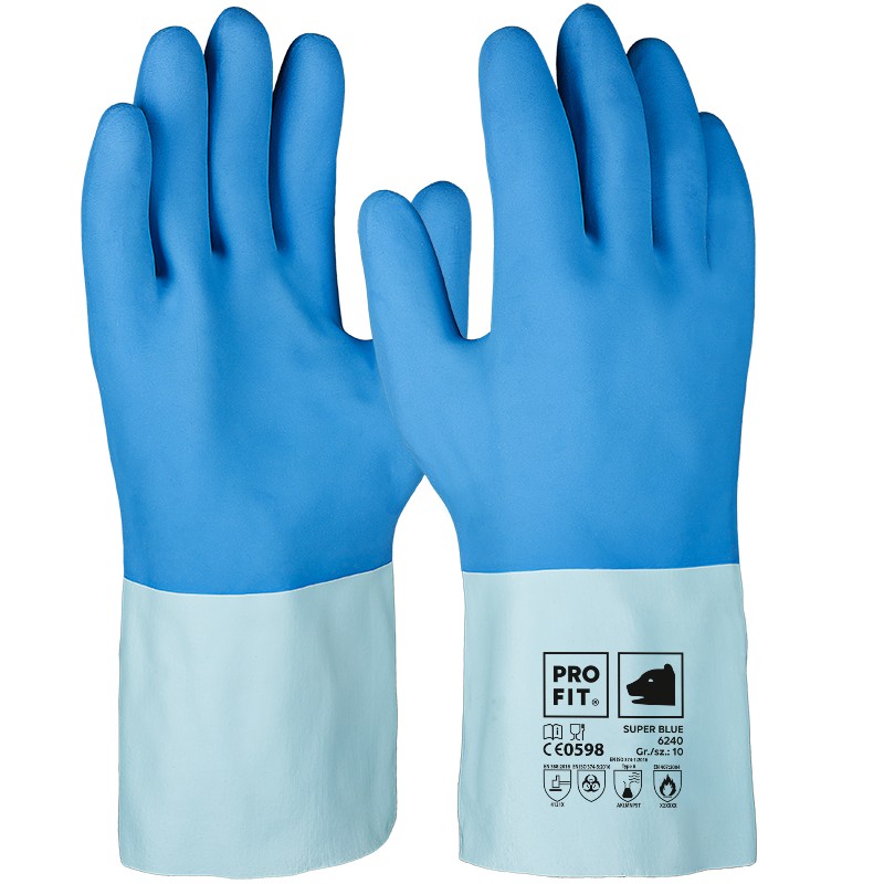 Super Blue Latex-Chemikalienschutzhandschuh 
